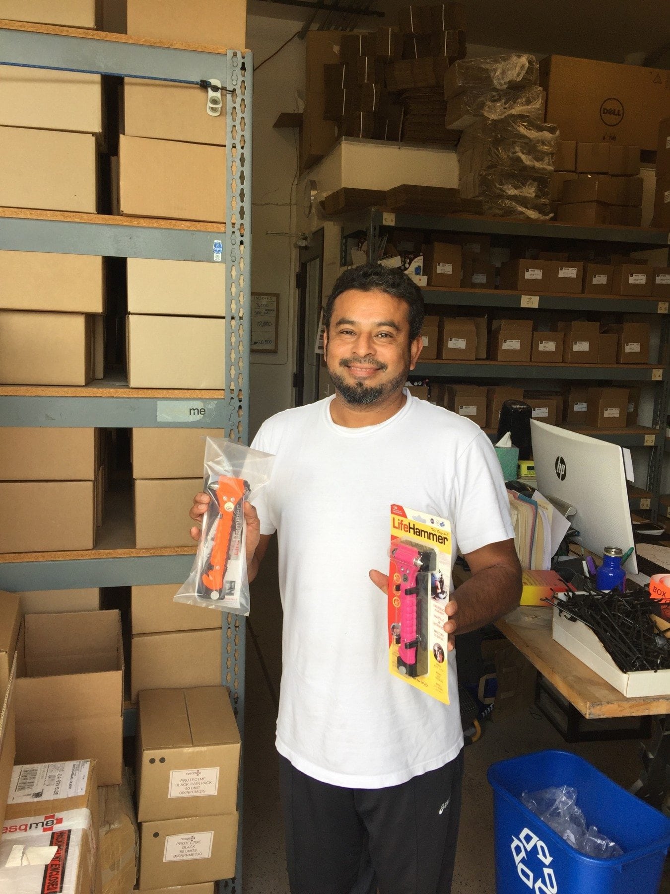 Where it all started…Cesar posing with our original two safety hammers!