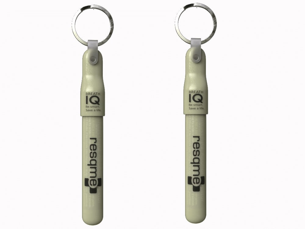 resqme® Breath IQ breathalyzer, glow in the dark key chain